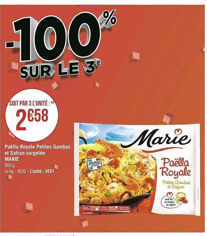 paëlla royale petites gambas et safran surgelée marie