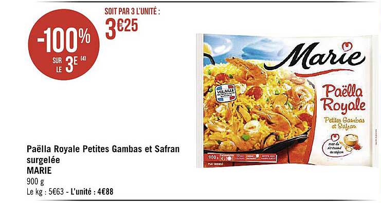 paëlla royale petites gambas et safran surgelée marie