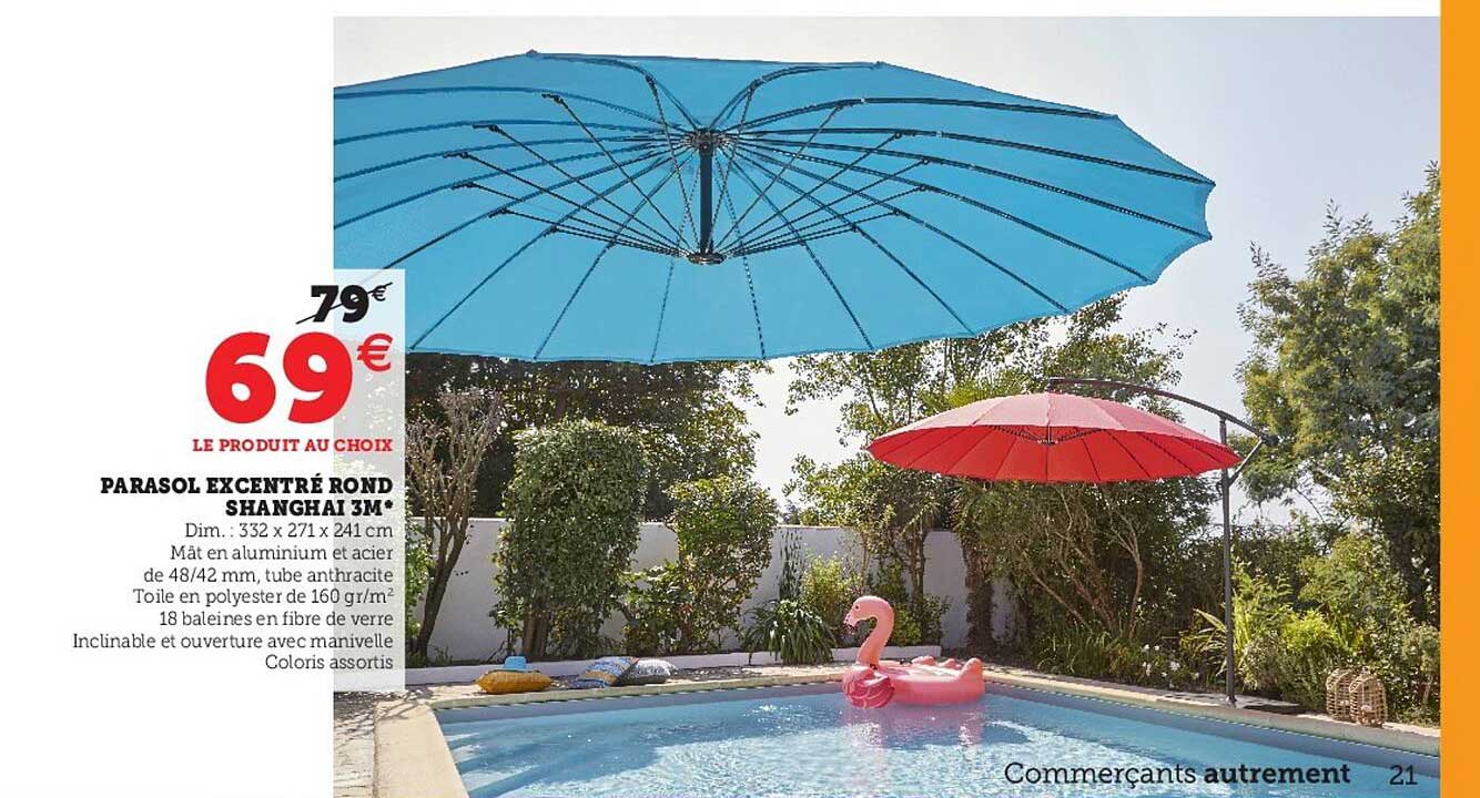 parasol excentré rond shanghai 3m