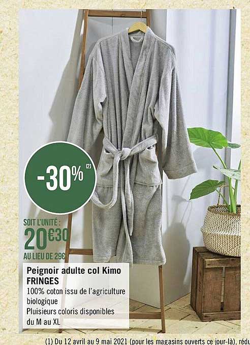 peignoir adulte col kimo fringes