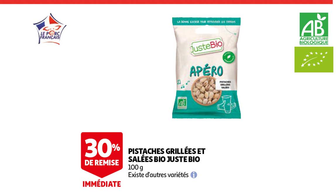pistaches grillées et salées bio juste bio