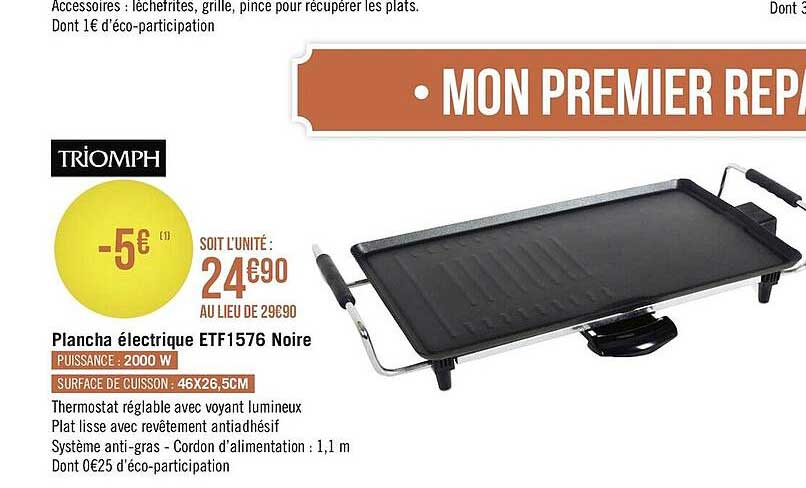 Plancha électrique Etf1576 Noire Triomph