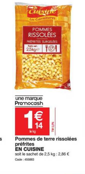 pommes de terre rissolées préfrites en cuisine