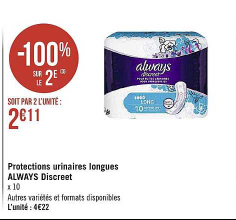 protections urinaires longues always discreet