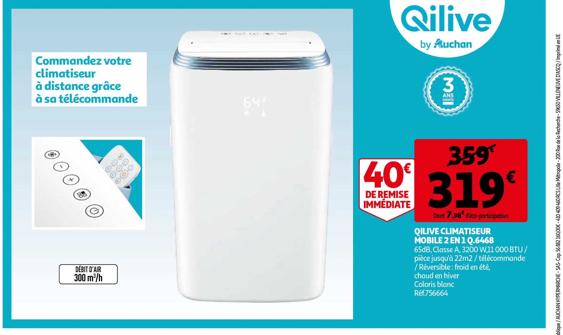 Qilive Climatiseur Mobile 2 En 1 Q-6468