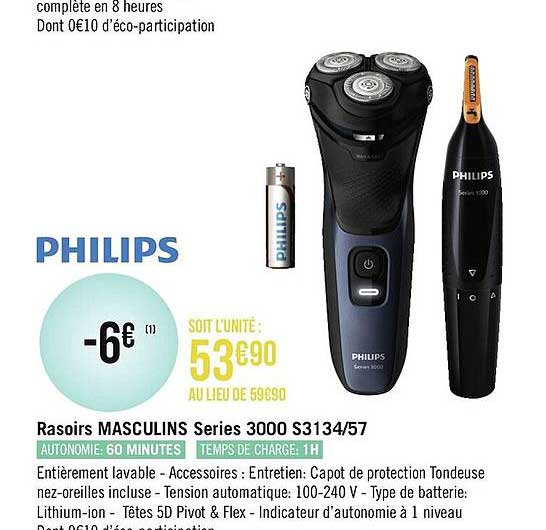 rasoirs masculins series 3000 s3134-57 philips