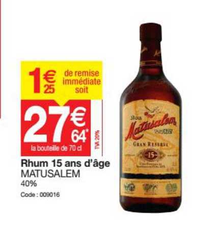 rhum 15 ans d'âge matusalem