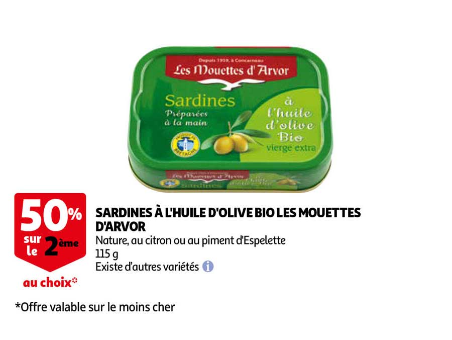 sardines à l'huile d'olive bio les mouettes d'arvor