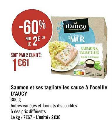 saumon et ses tagliatelles sauce à l'oseille d'aucy