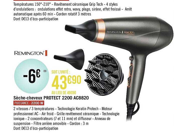 sèche-cheveux protect 2200 ac8820 remington