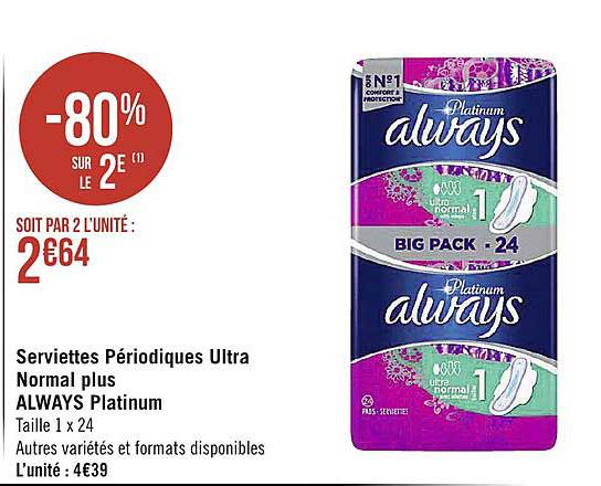 serviettes périodiques ultra normal plus always platinum