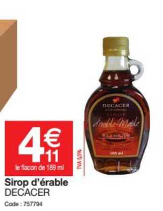 sirop d'érable decacer