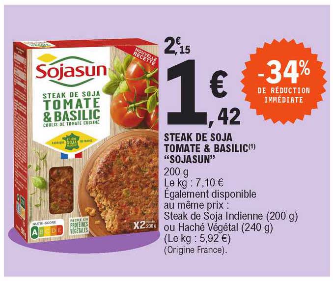 Steak De Soja Tomate & Basilic "sojasun"