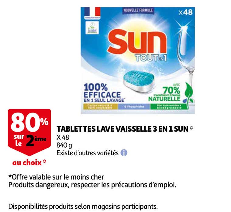 tablettes lave vaisselle 3 en 1 sun