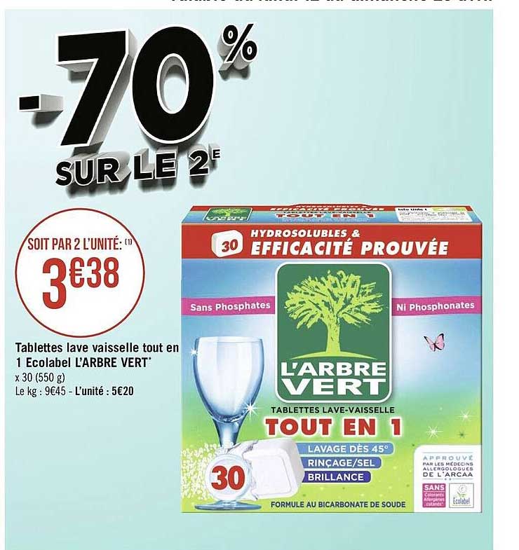 tablettes lave vaisselle tout en 1 écolabel l'arbre vert