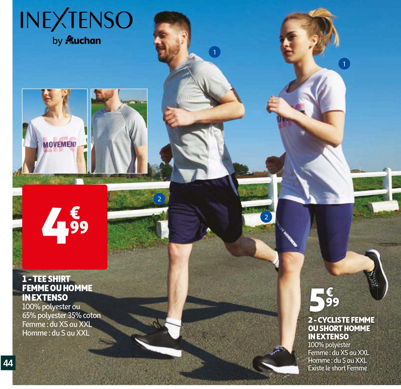 tee-shirt femme ou homme in extenso, cycliste femme ou short homme in extenso