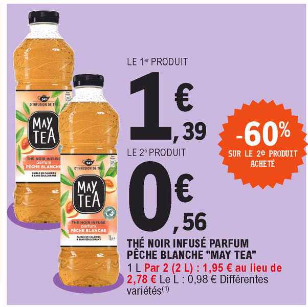 thé noir infusé parfum pêche blanche "may tea"