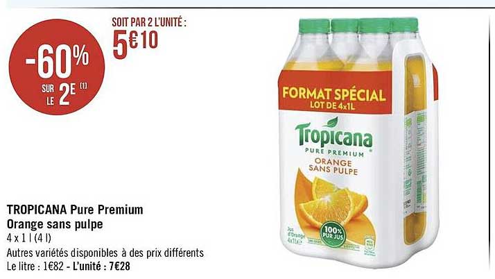 Tropicana Pure Premium Orange Sans Pulpe
