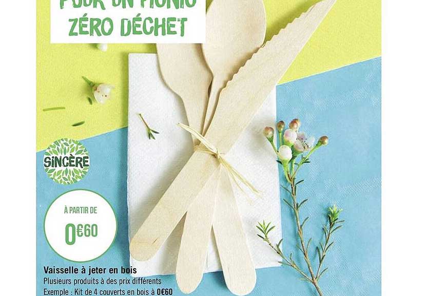 vaisselle à jeter en bois