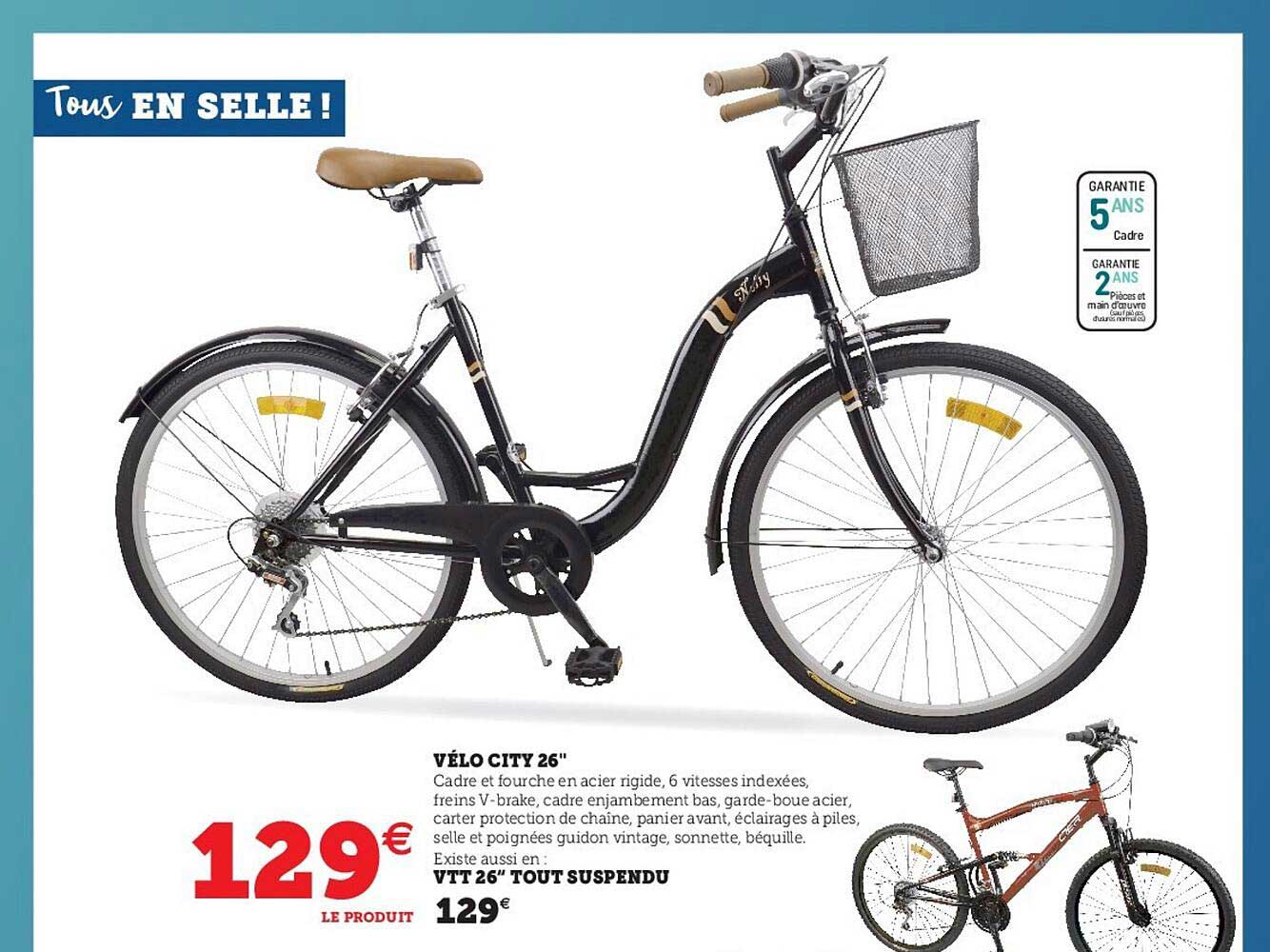 Vélo City 26", Vtt 26" Tout Suspendu