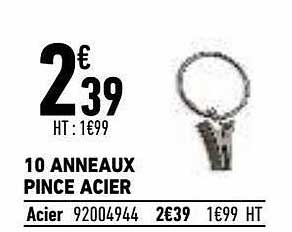 10 Anneaux Pince Acier