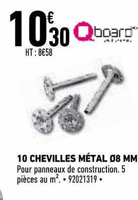 10 chevilles métal ø8 mm qboard