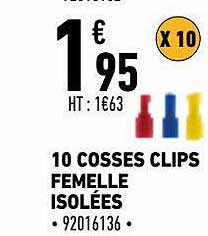 10 cosses clips femelle isolées