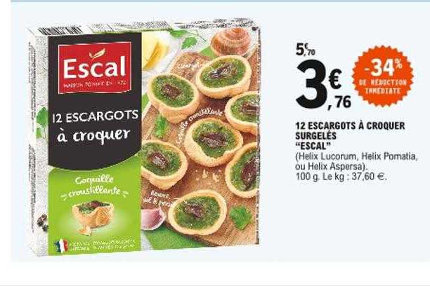 12 escargots à croquer surgelés "escal"