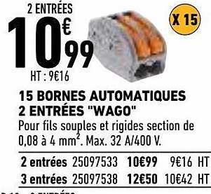 15 bornes automatiques 2 entrées "wago"