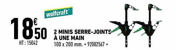 2 minis serre-joints à une main wolfcraft