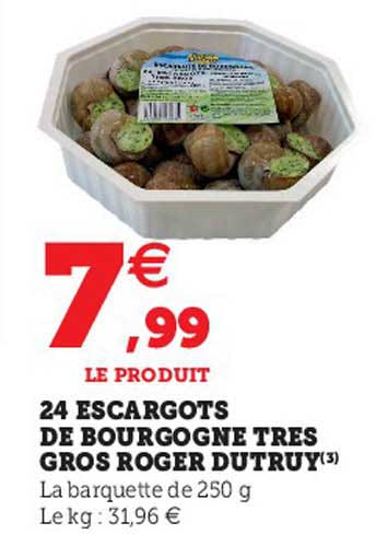 24 escargots de bourgogne très gros roger dutruy