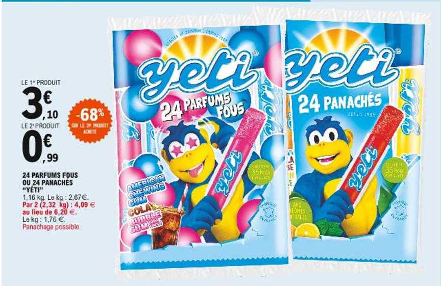 24 parfums fou ou 24 panachés "yeti"
