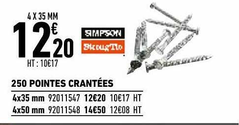 250 pointes crantées