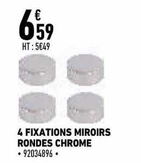 4 fixations miroirs rondes chrome