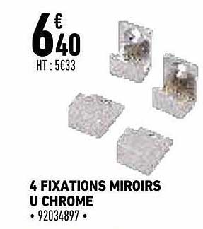 4 fixations miroirs u chrome
