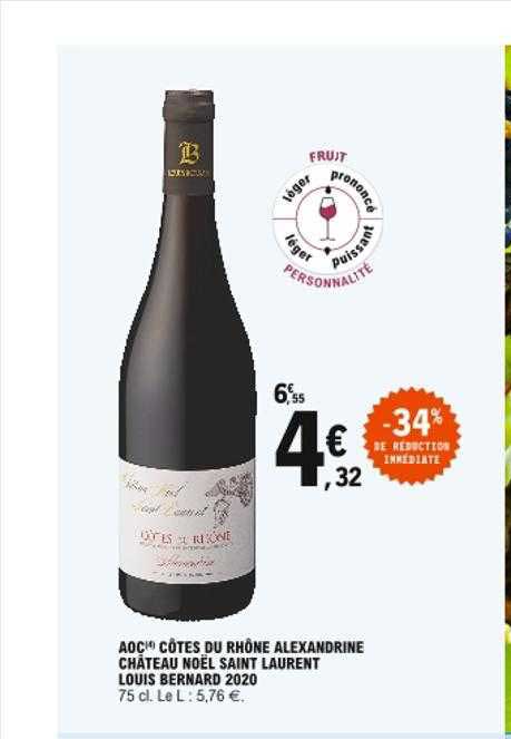 aoc côtes de rhône alexandrine château noêl saint laurent louis bernard 2020