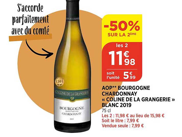 aop bourgogne chardonnay "colline de la grangerie" blanc 2019