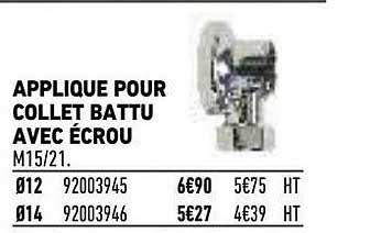 applique pour collet battu avec écrou