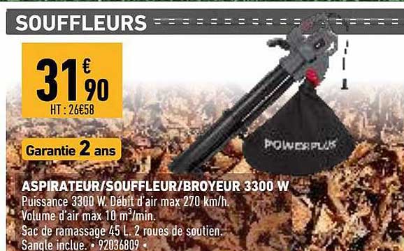 aspirateur-souffleur-broyeur 3300 w powerplus