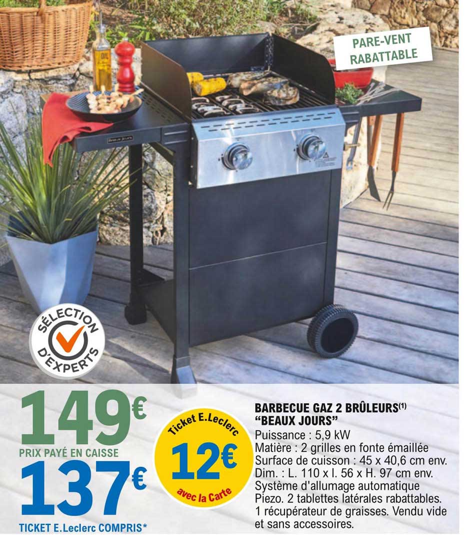 barbecue gaz 2 brûleurs "beaux jours"