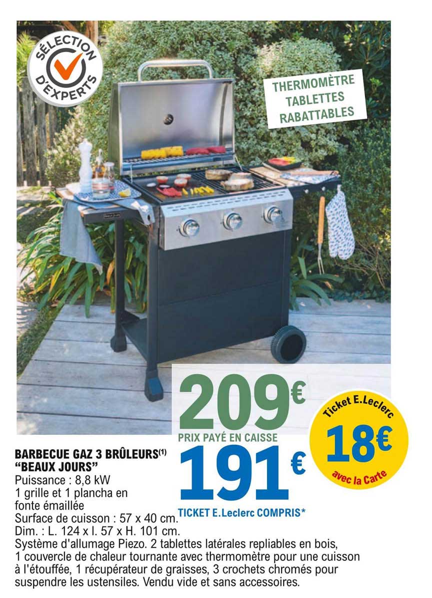 barbecue gaz 3 brûleurs "beaux jours"
