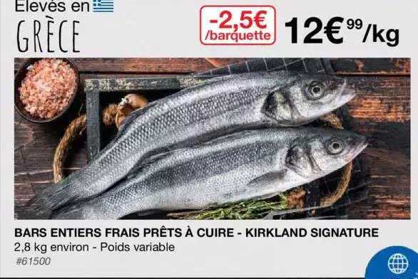bars entiers frais prêts à cuire - kirkland signature