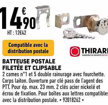 batteuse postale filetée et clipsable