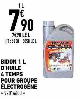 bidon 1 l d'huile 4 temps pour groupe électrogène