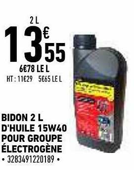 bidon 2 l d'huile 15w40 pour  groupe électrogène