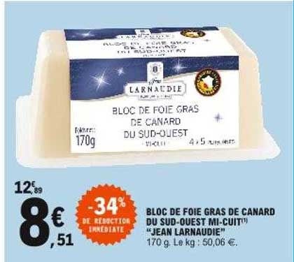 bloc de foie gras de canard du sud-ouest mi-cuit "jean larnaudie"
