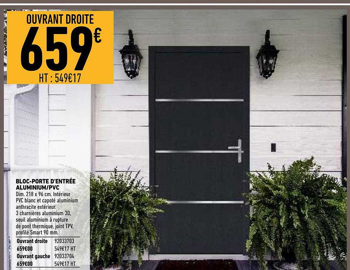 bloc-porte d'entrée aluminium-pvc