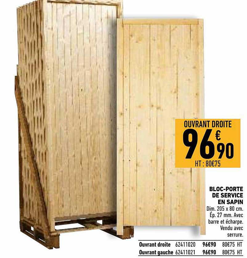 bloc-porte de service en sapin