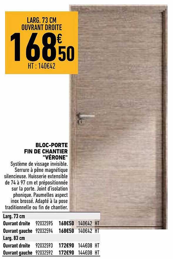 bloc-porte fin de chantier "vérone"