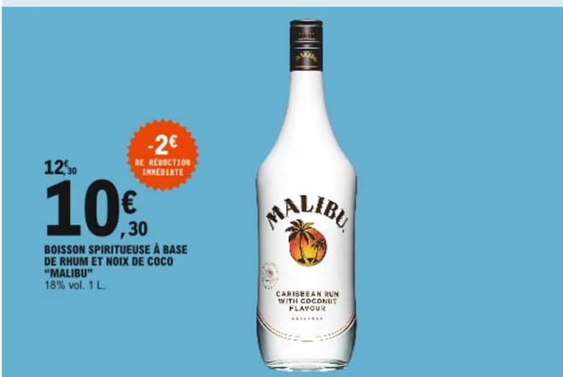 boisson spiritueuse à base de rhum et noix de coco "malibu"